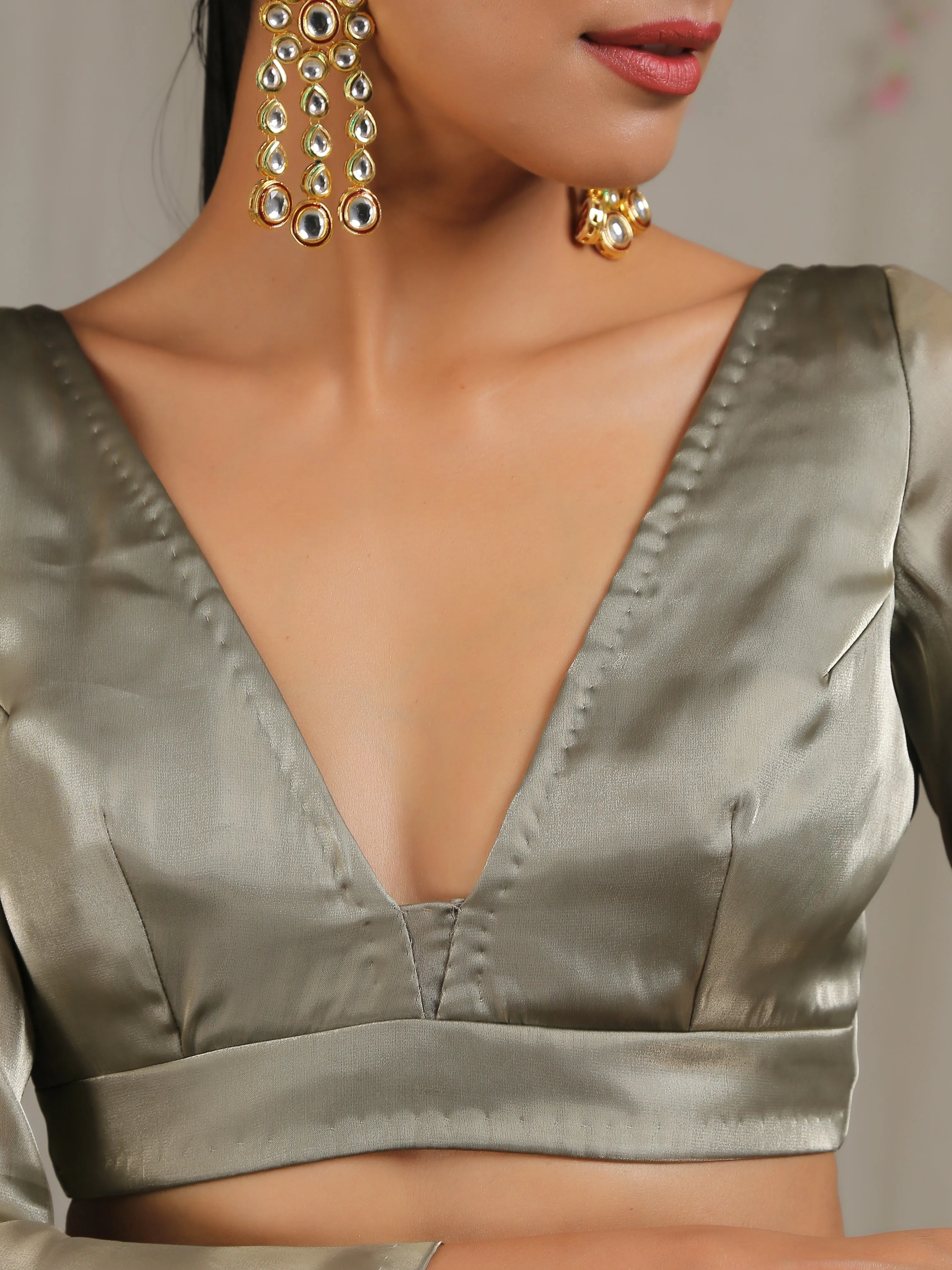 Blouse - Liquid Gold Organza V Neck