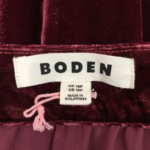 Boden Red Viv Velvet Tiered Maxi Skirt