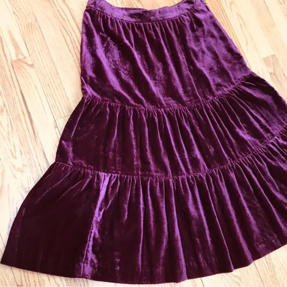 Boden Red Viv Velvet Tiered Maxi Skirt