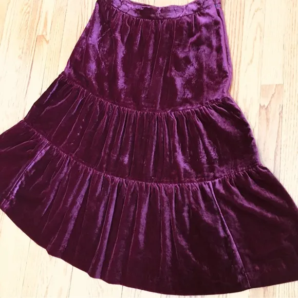 Boden Red Viv Velvet Tiered Maxi Skirt