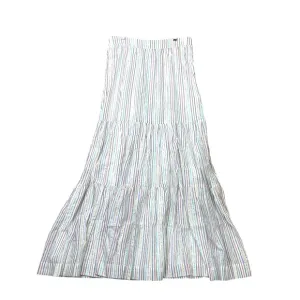 Boden Women Tiered White Midi Skirt  Cottage-core Size 8 NEW Striped