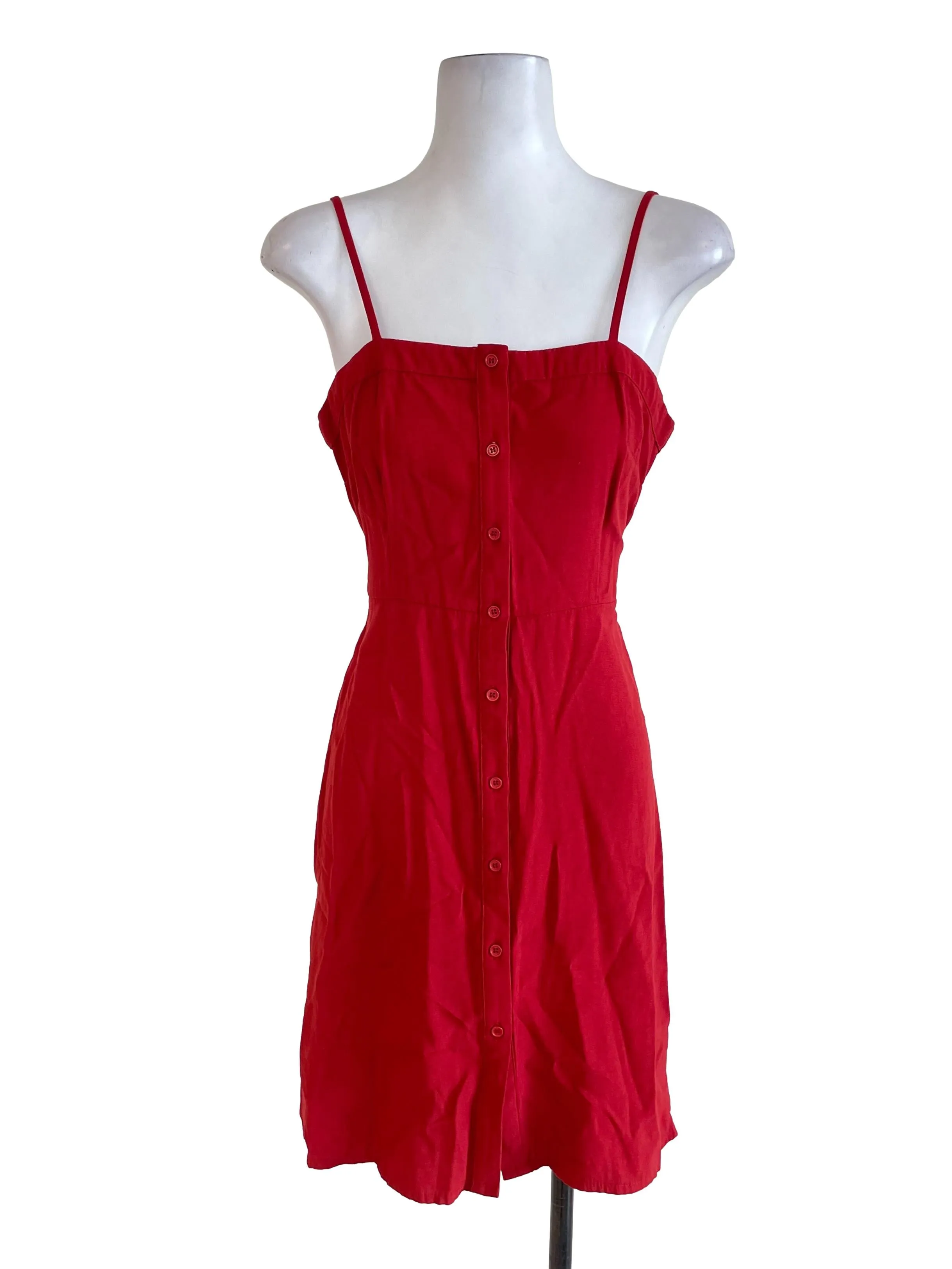 Brick Red Button Up Cami Dress TEM