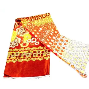 Bright Polyester Border Print Maxwell Orange/Brown 46"