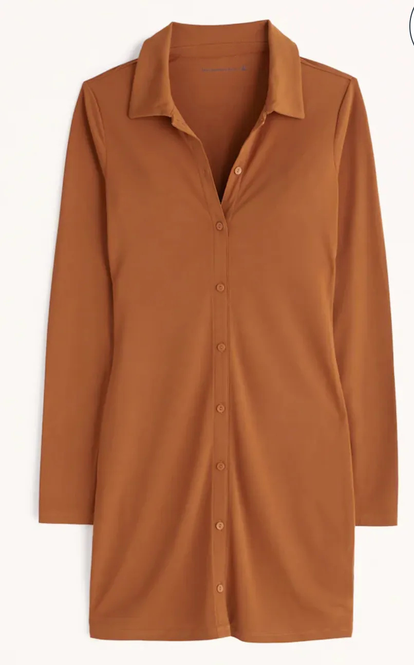 Button Down Knit Shirt Dress