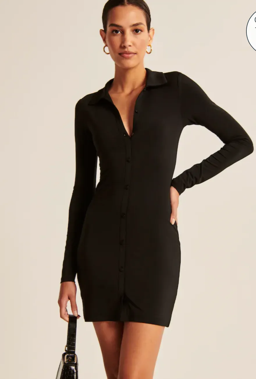Button Down Knit Shirt Dress