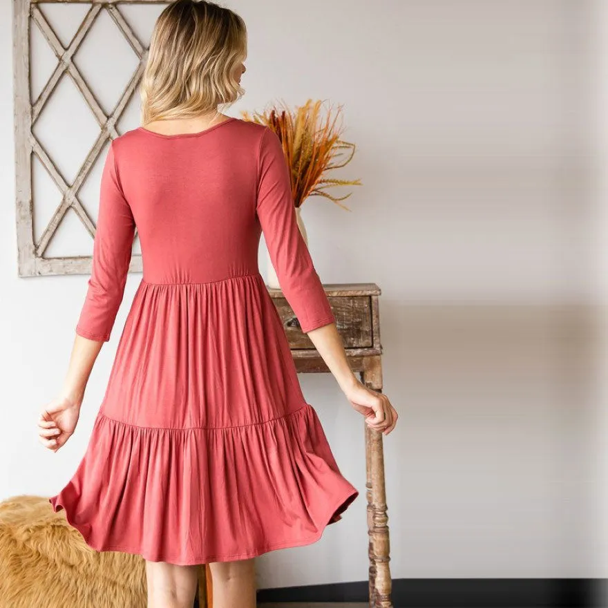 Button Front Tiered Dress