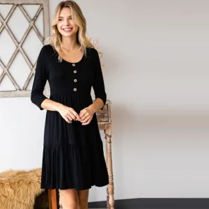 Button Front Tiered Dress