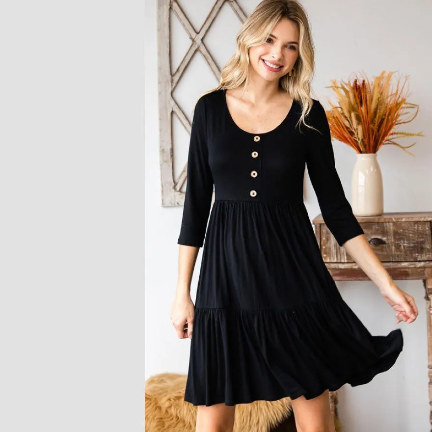 Button Front Tiered Dress