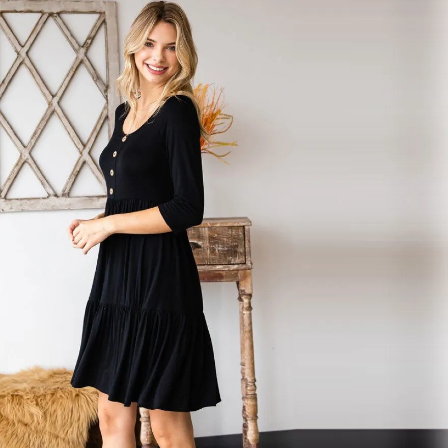 Button Front Tiered Dress