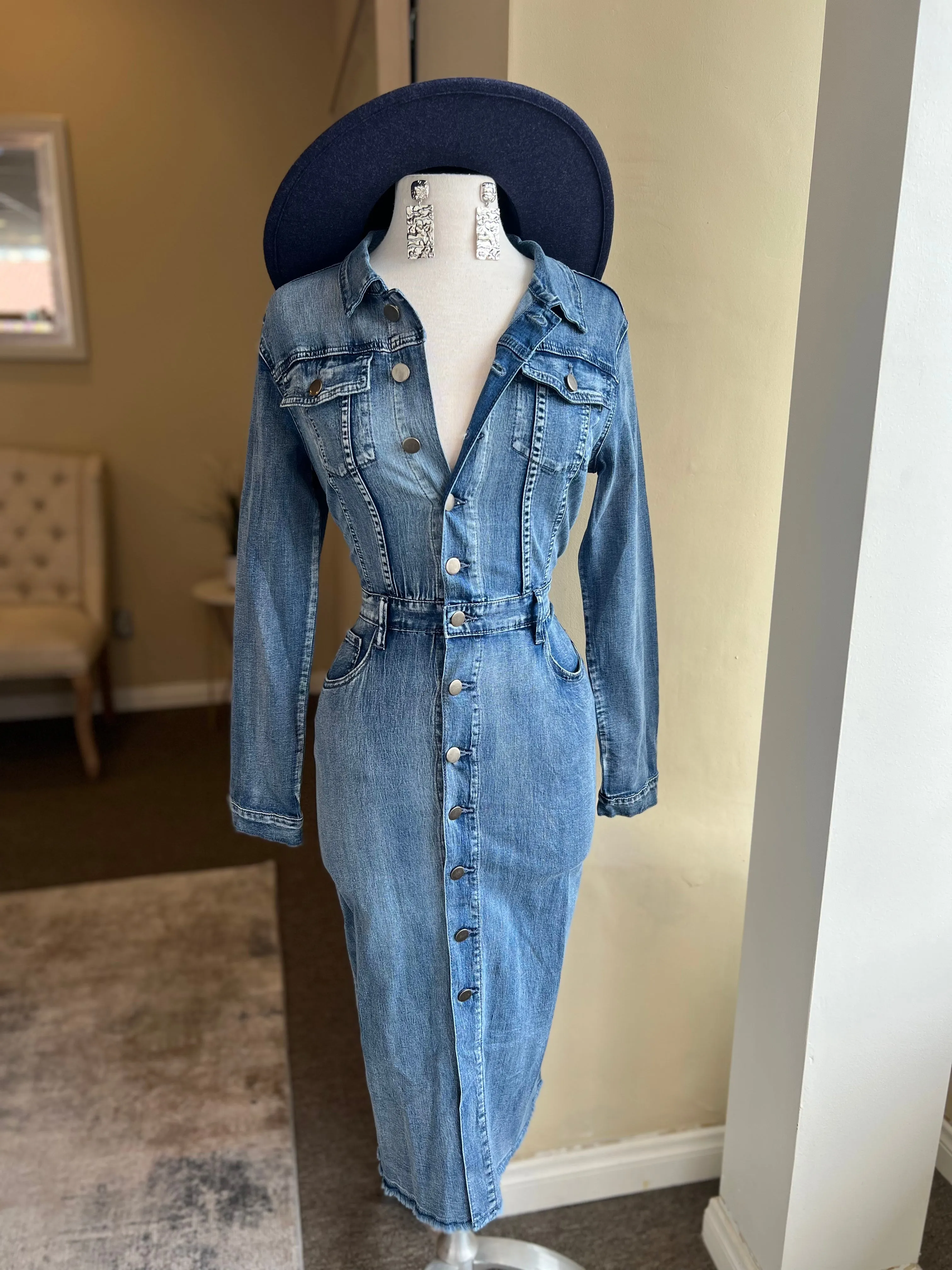Button Up Denim Dress