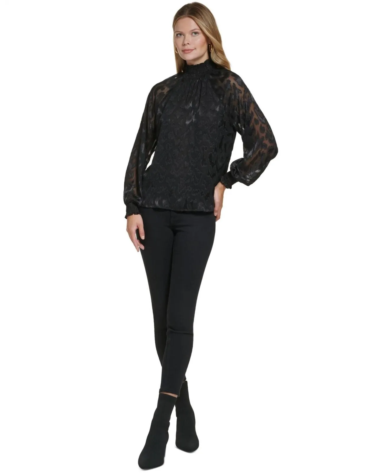 Calvin Klein Women's Long Sleeve Mock Neck Blouse M2XAQ534