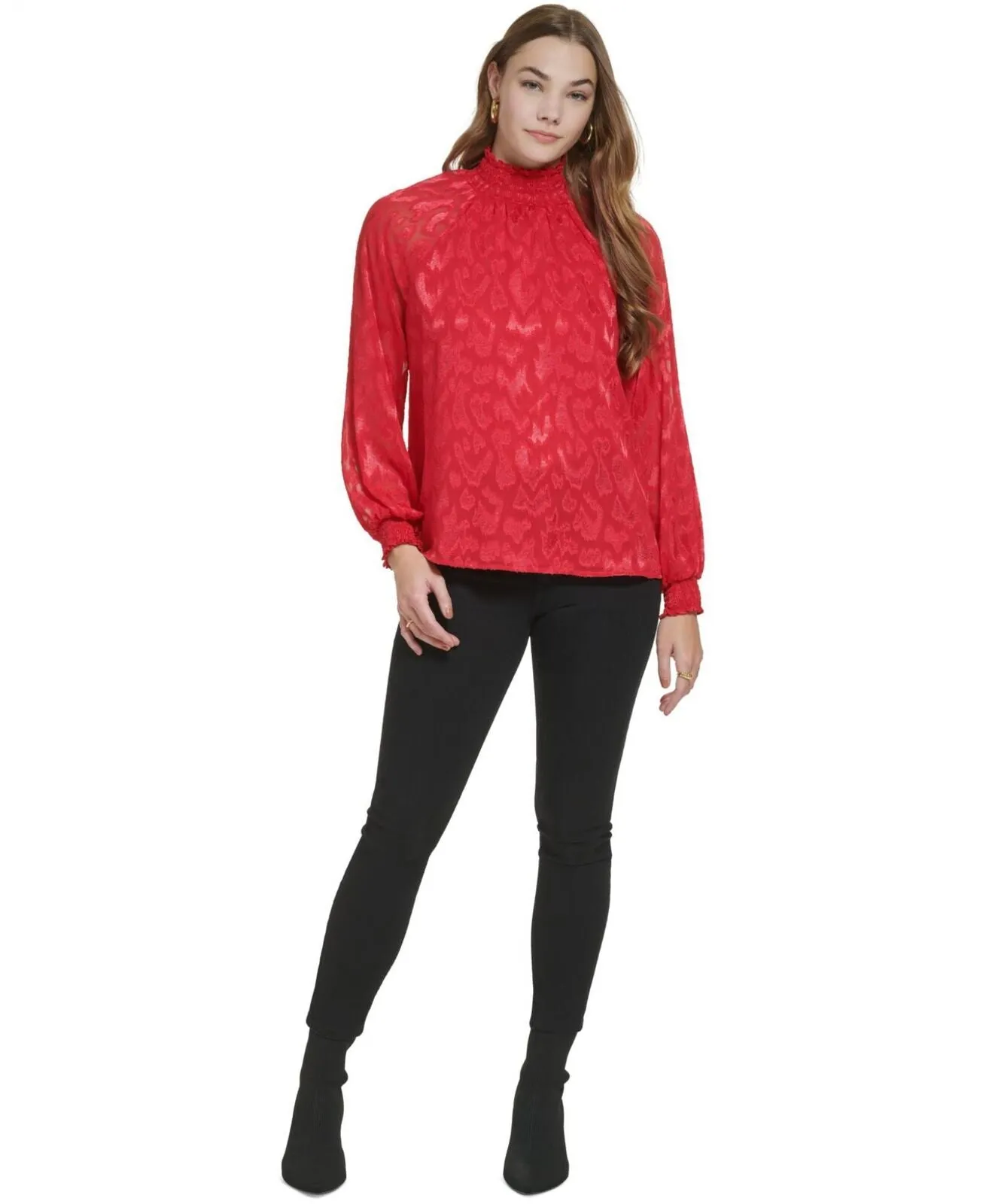 Calvin Klein Women's Long Sleeve Mock Neck Blouse M2XAQ534
