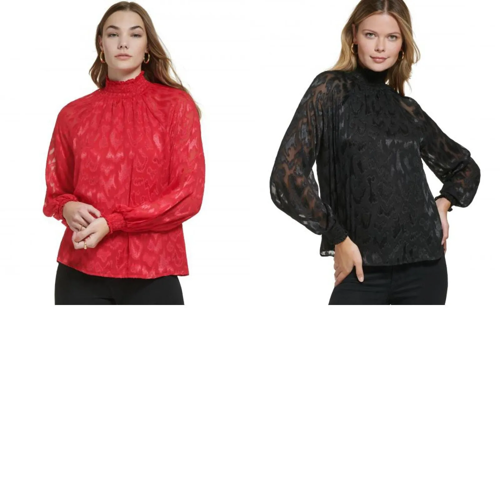 Calvin Klein Women's Long Sleeve Mock Neck Blouse M2XAQ534