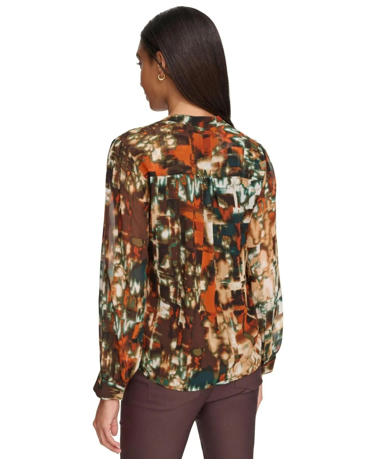 Calvin Klein Women's Printed V-Neck Top M3HAZ619