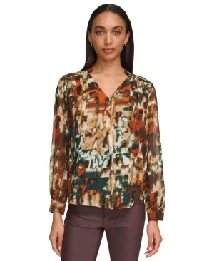 Calvin Klein Women's Printed V-Neck Top M3HAZ619