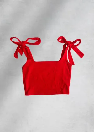 Camila Ribbed Crop Top - Red