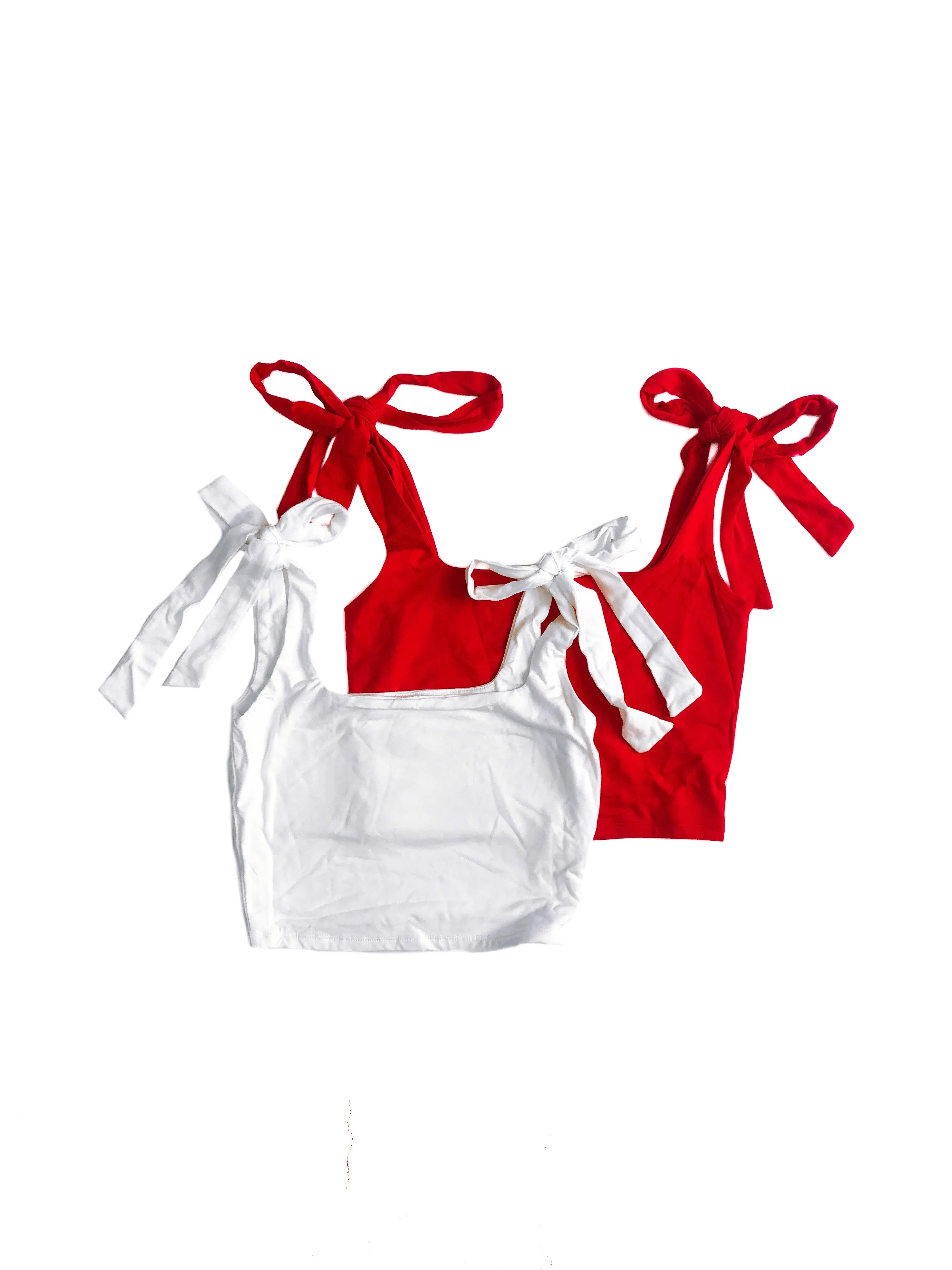 Camila Ribbed Crop Top - Red