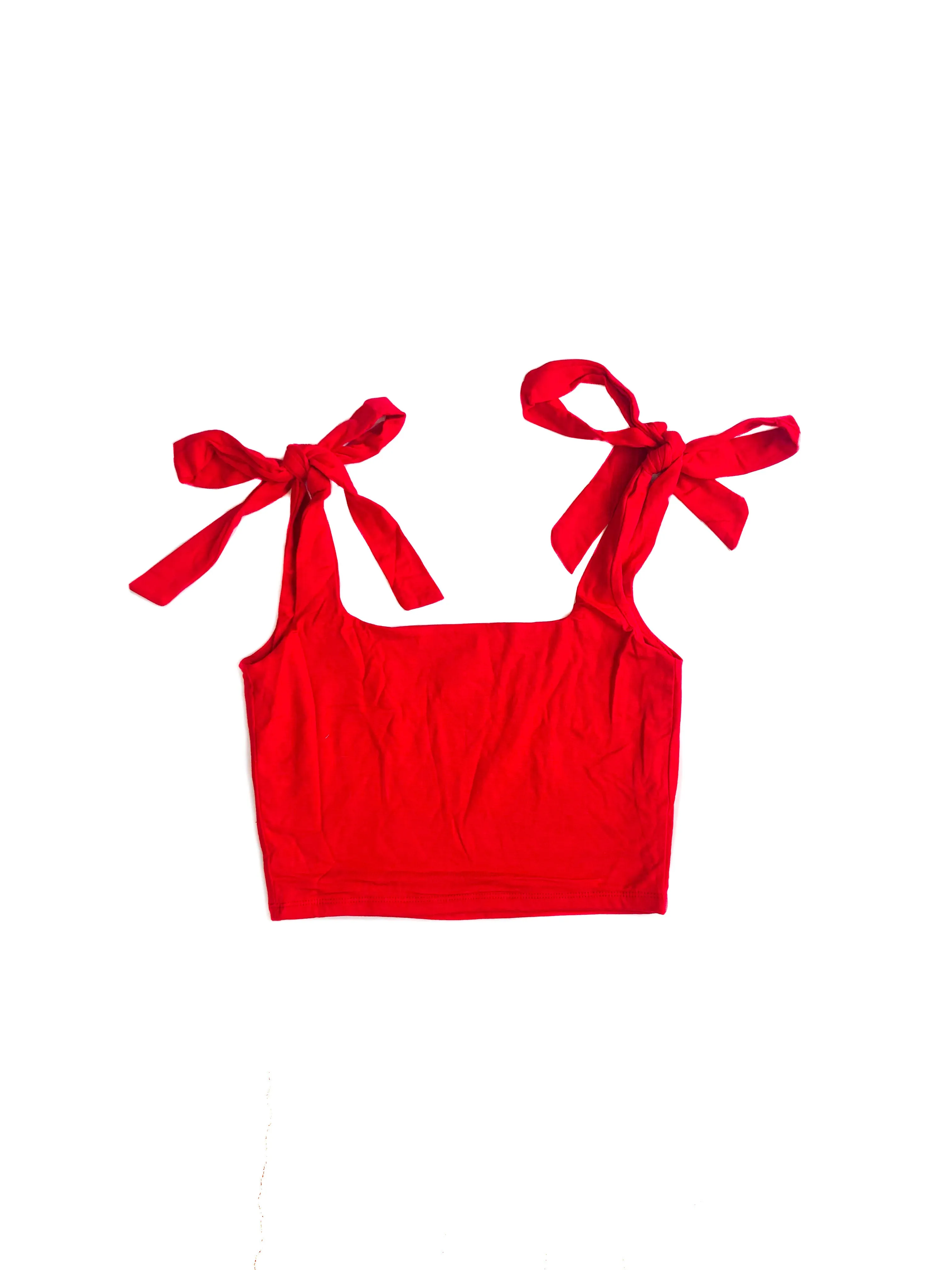 Camila Ribbed Crop Top - Red