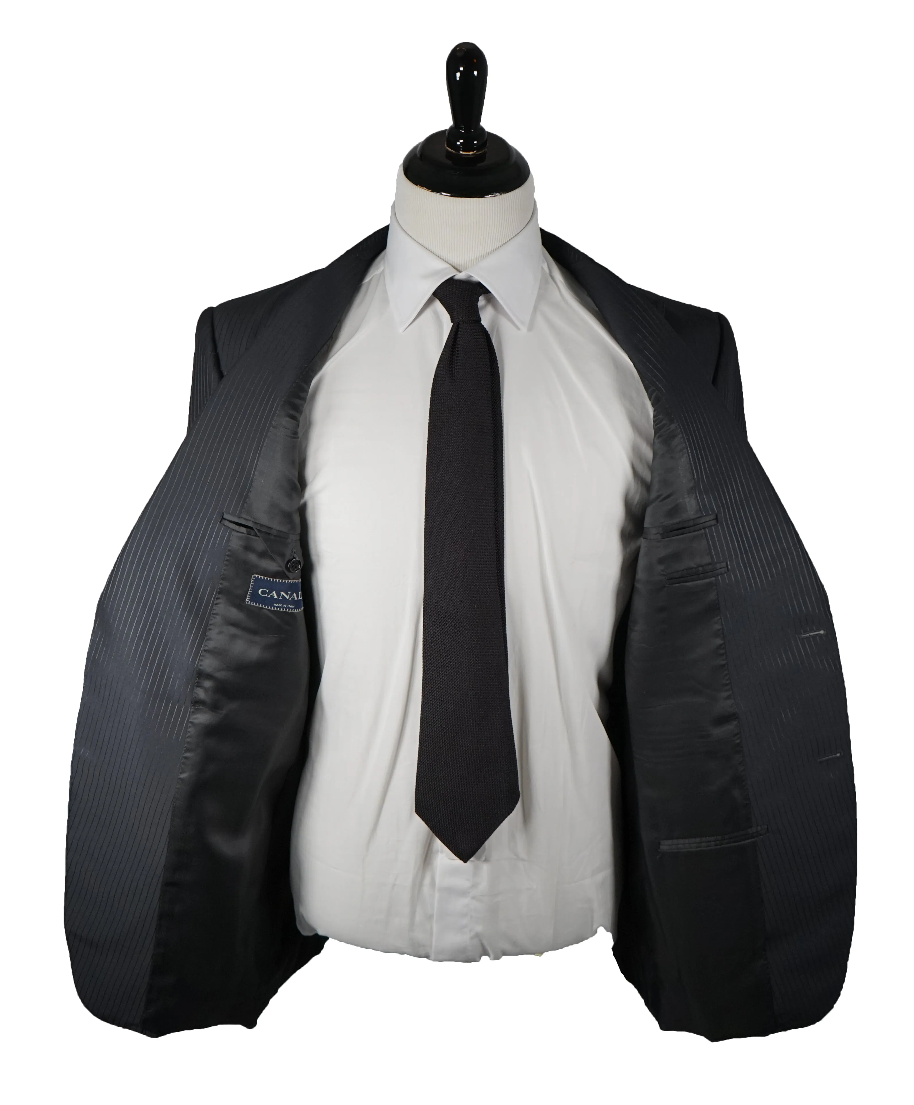 CANALI - Wide Peak Lapel Tonal Metallic Stripe Wool & Silk Suit - 44R