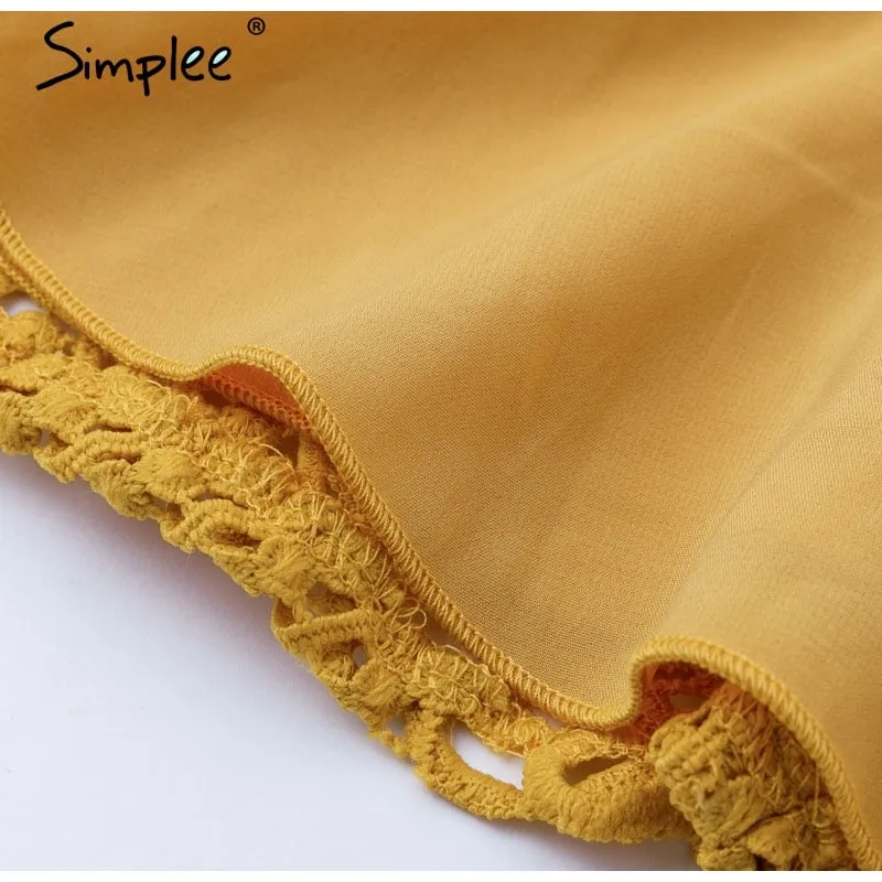 Can`t Hold Me Back Lace Blouse - Yellow
