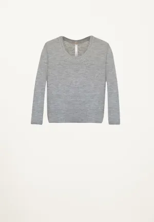 Cashmere Featherweight Crop Top in Heather Grey