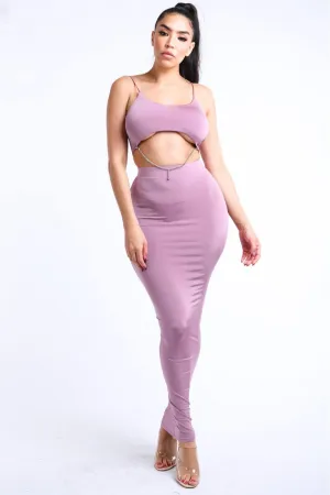 Chained Tank Top & Solid Maxi Skirt Set