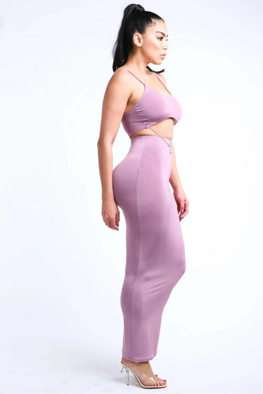 Chained Tank Top & Solid Maxi Skirt Set