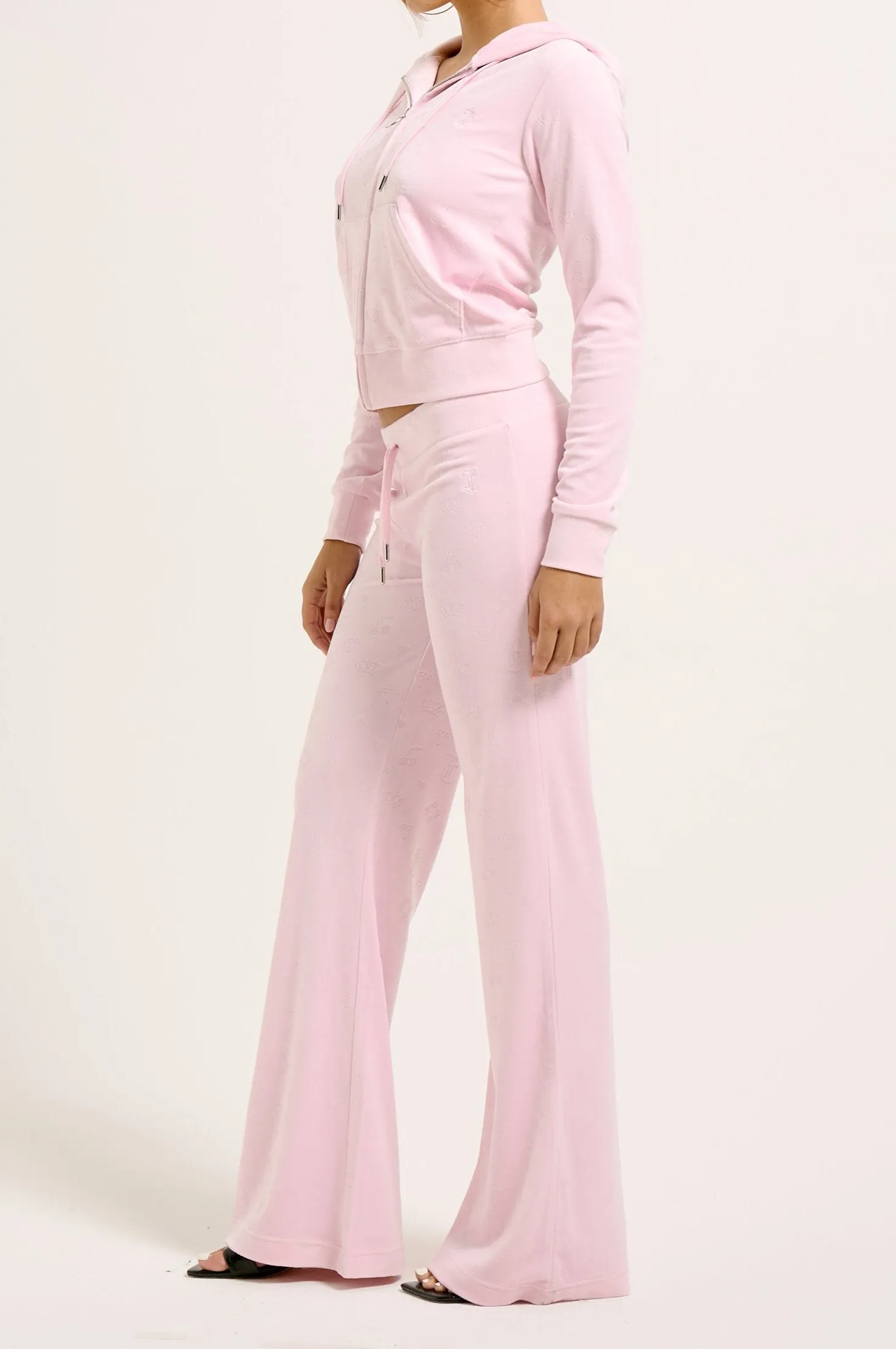 CHERRY BLOSSOM MONOGRAM CLASSIC VELOUR LOW RISE TRACK PANT