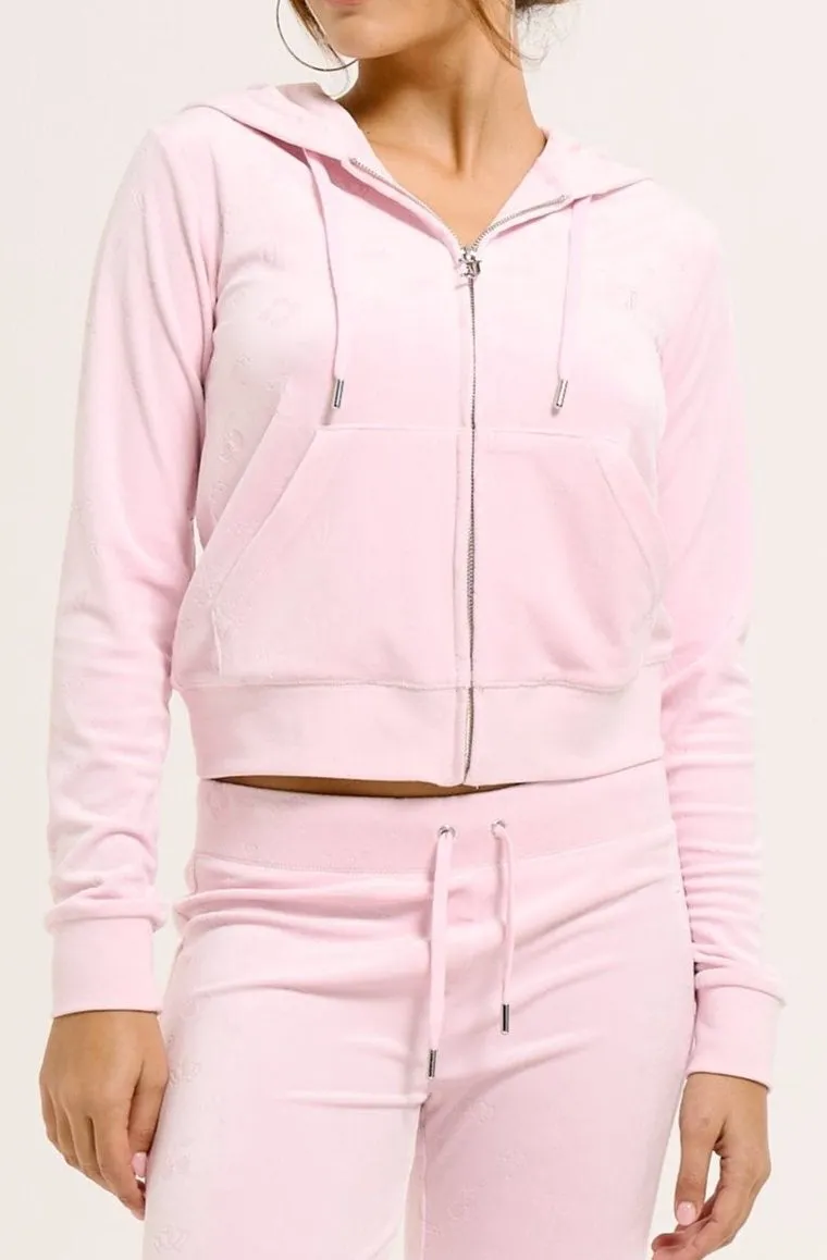 CHERRY BLOSSOM MONOGRAM CLASSIC VELOUR LOW RISE TRACK PANT