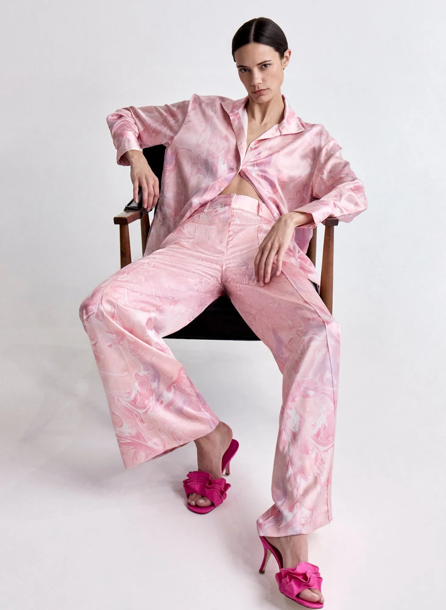 Classic Wide Leg Pant in Pink Print