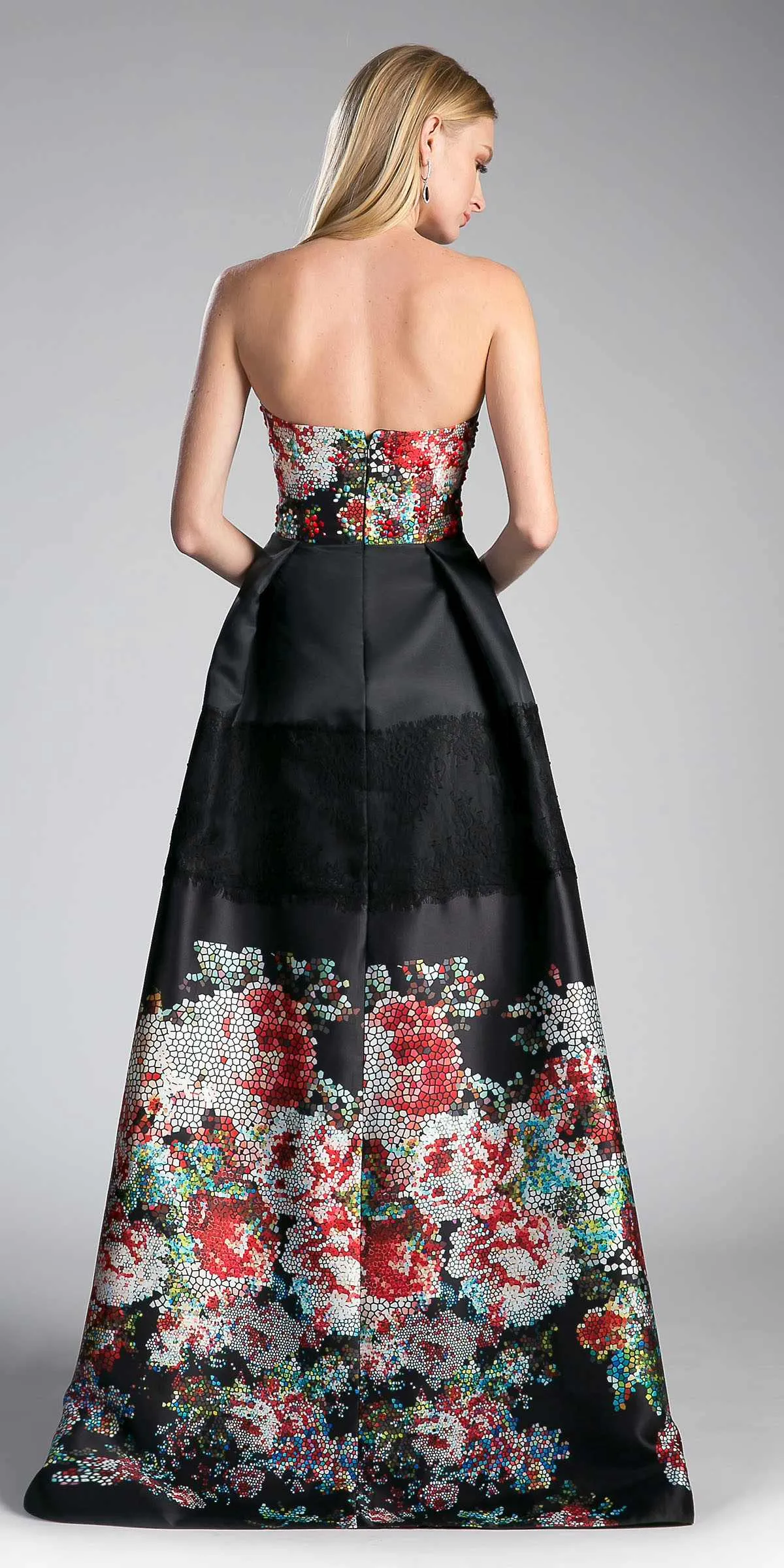 CLEARANCE - Andrea & Leo G1031 Print Strapless Sweetheart Gown
