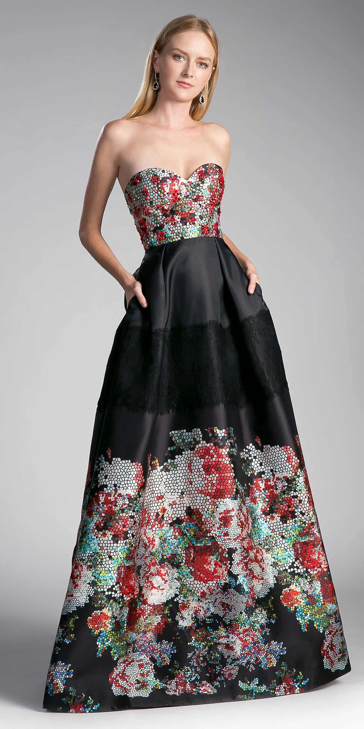CLEARANCE - Andrea & Leo G1031 Print Strapless Sweetheart Gown