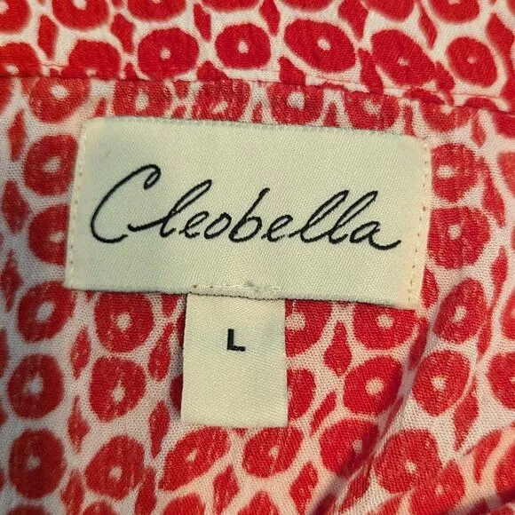 Cleobella Fire Red &amp; White Evangeline Ruffle Maxi Wrap Skirt Size L