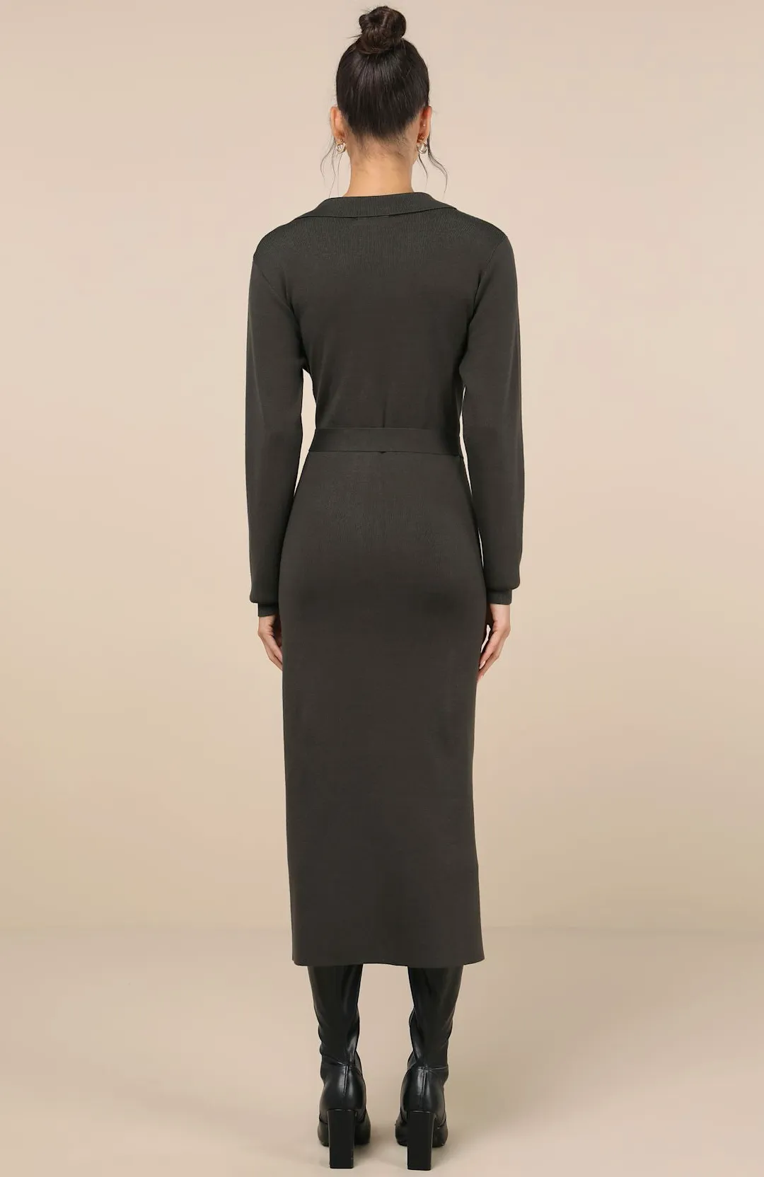 Collared Button-Up Sweater Dress