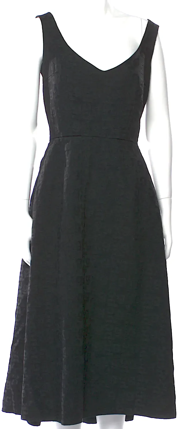 Comme des Garcons Japan. Black V-Neck Flare Dress