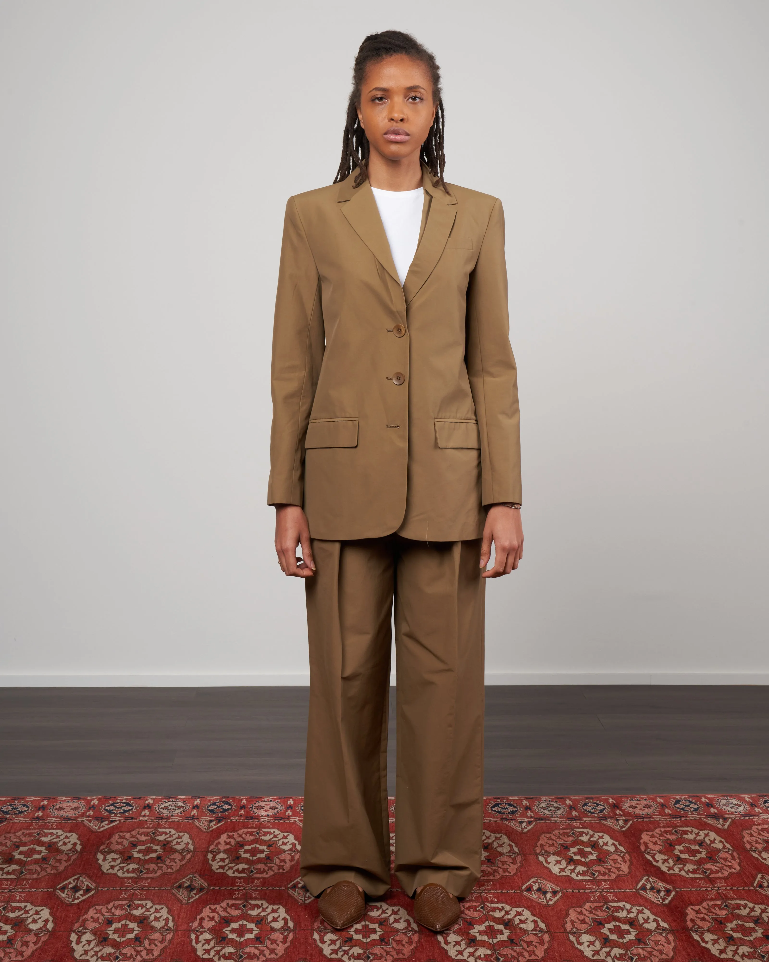 cotton nylon stella pant - beige
