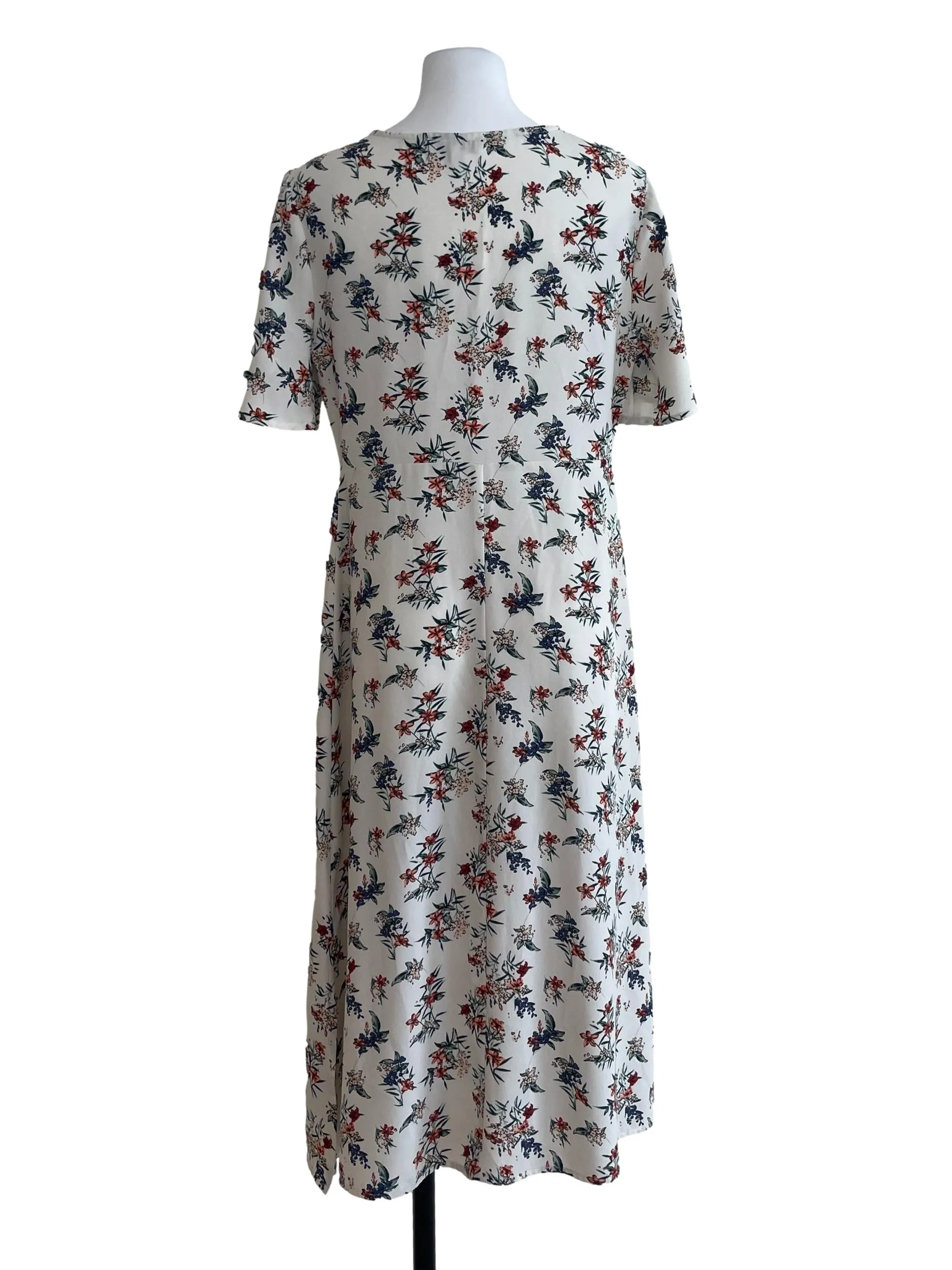 Cream Floral Button Up Dress