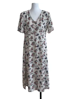 Cream Floral Button Up Dress