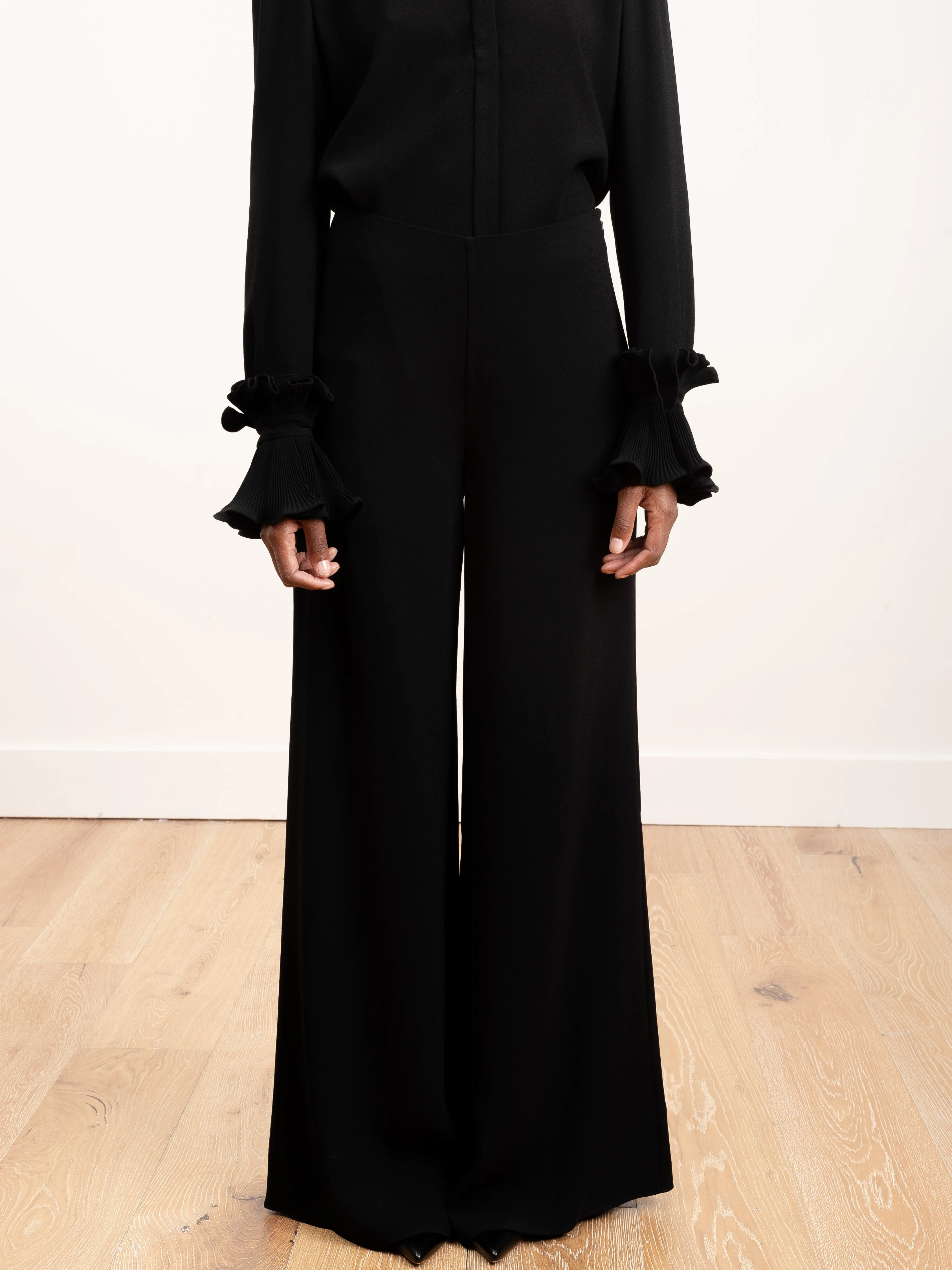 crepe pant - black