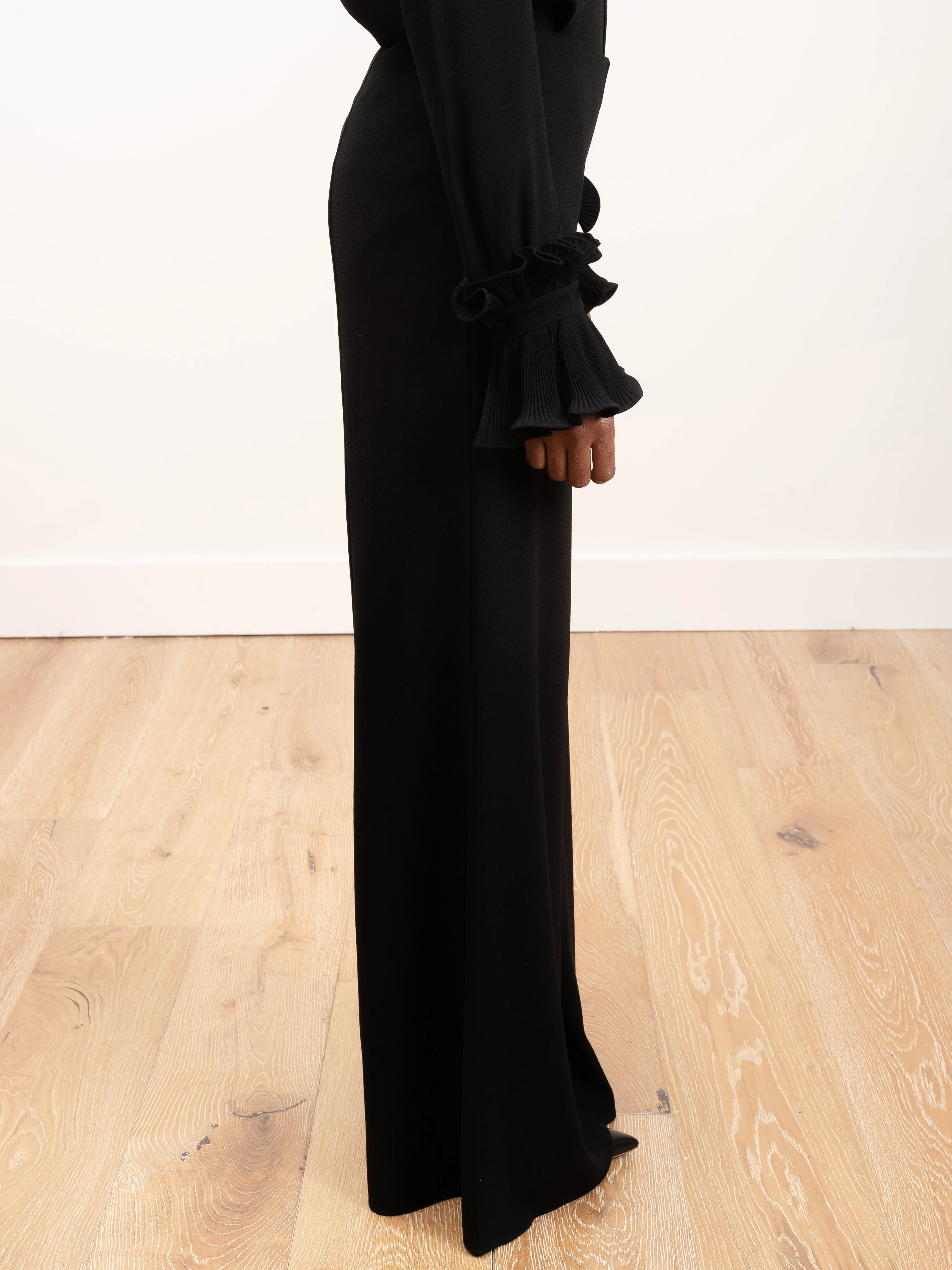 crepe pant - black