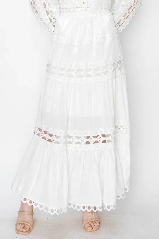 Crochet Maxi White Skirt