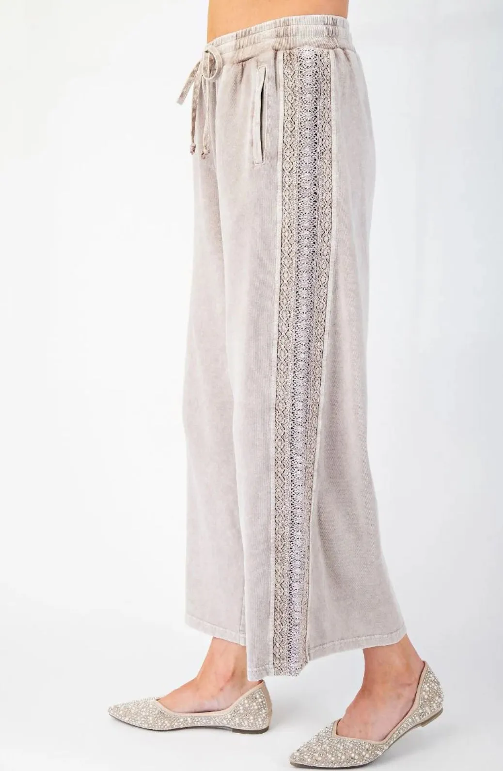 Crochet Trim Wide Leg Pant
