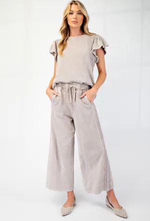 Crochet Trim Wide Leg Pant