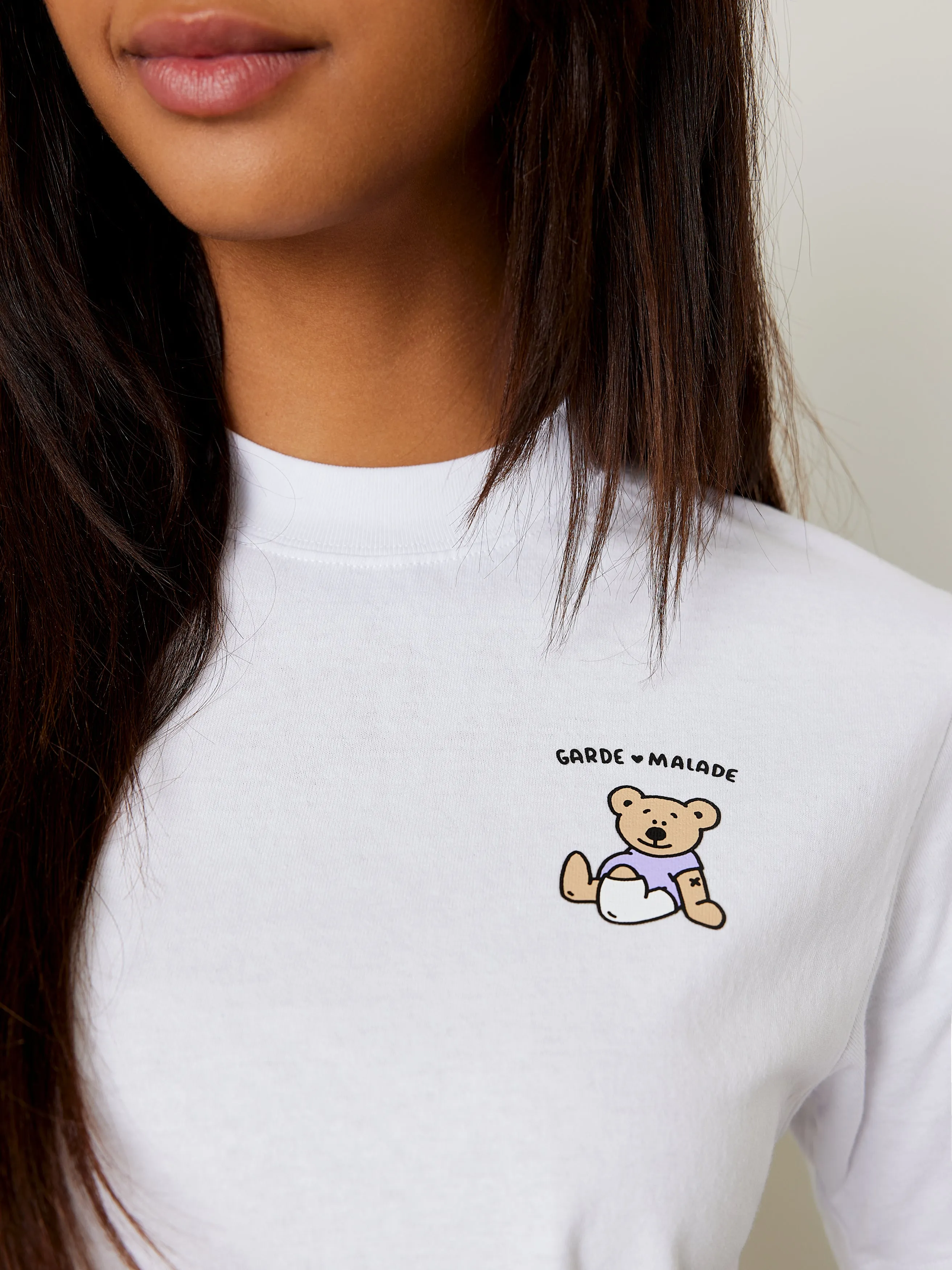 Crop Top T-Shirt - Ted - Blanc - FINAL SALE||Crop Top T-Shirt - Ted - Blanc - VENTE FINALE
