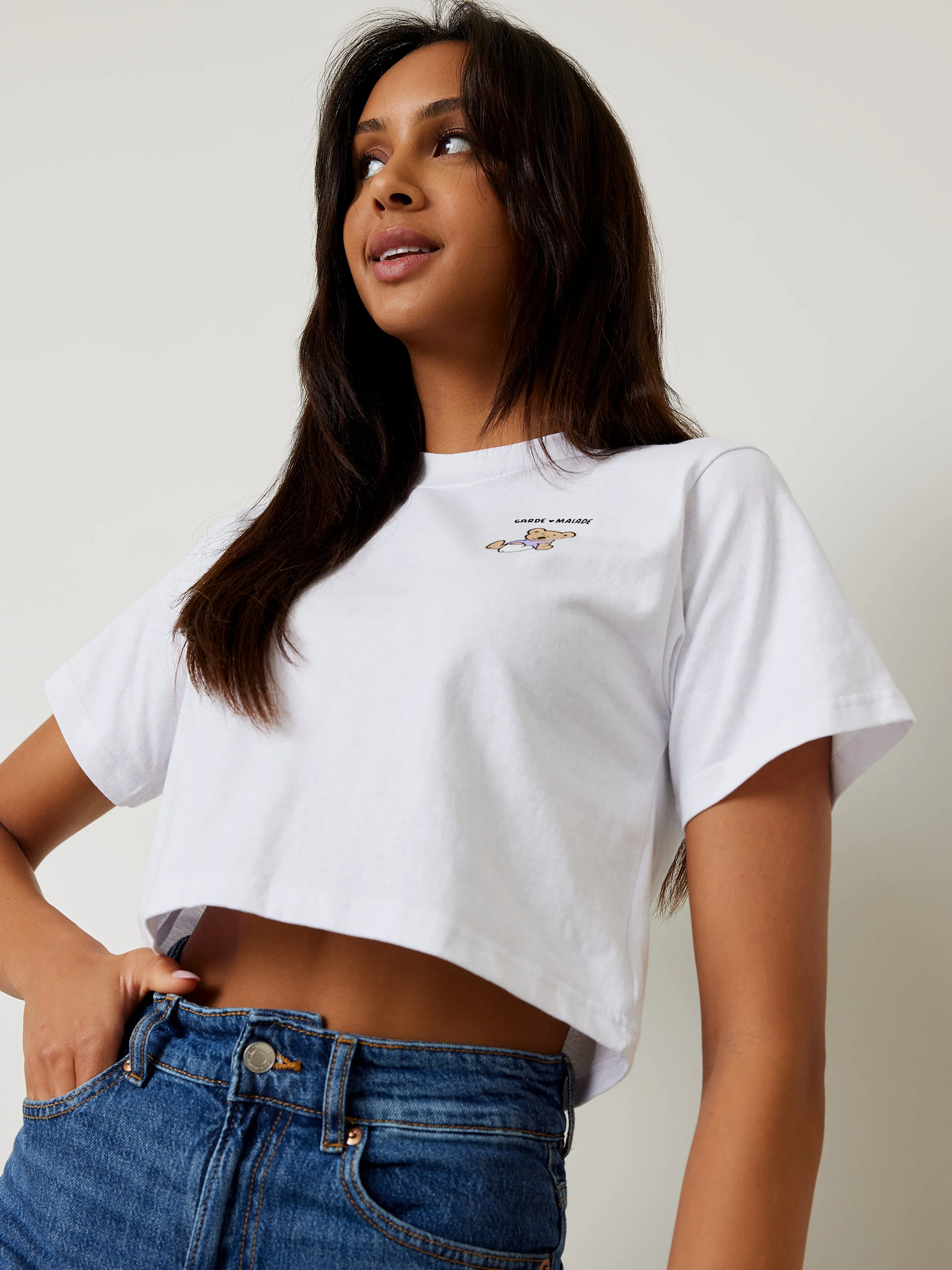 Crop Top T-Shirt - Ted - Blanc - FINAL SALE||Crop Top T-Shirt - Ted - Blanc - VENTE FINALE