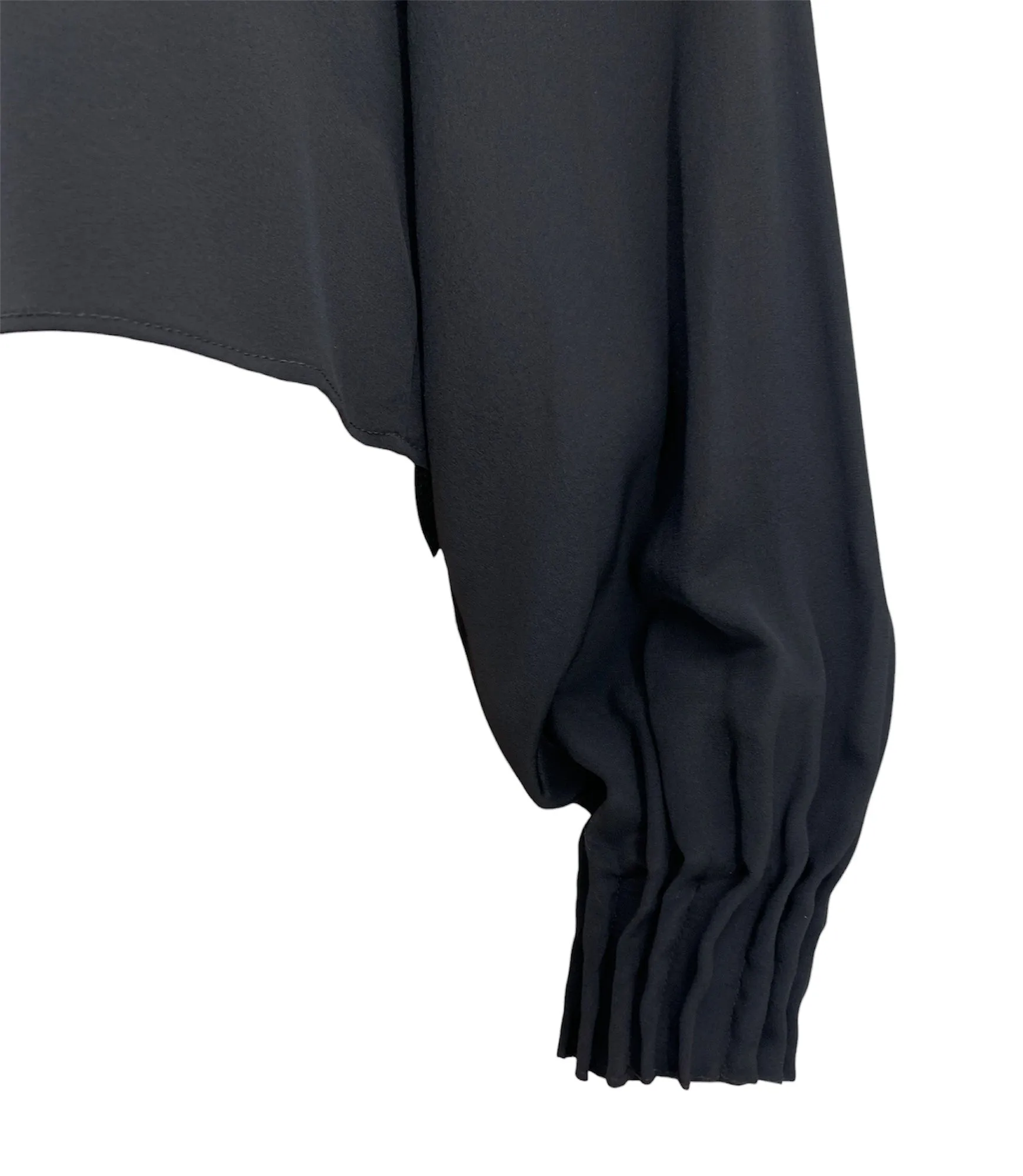 Cropped Silk Top with Crystals - Black