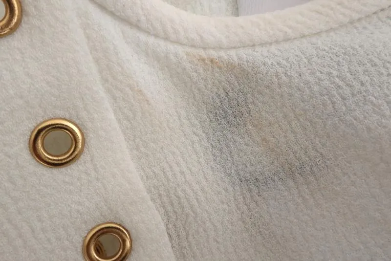 Derek Lam 10 Crosby Blouse Cream Grommet-Trim Crepe Size 4 Long Sleeve Top NEW