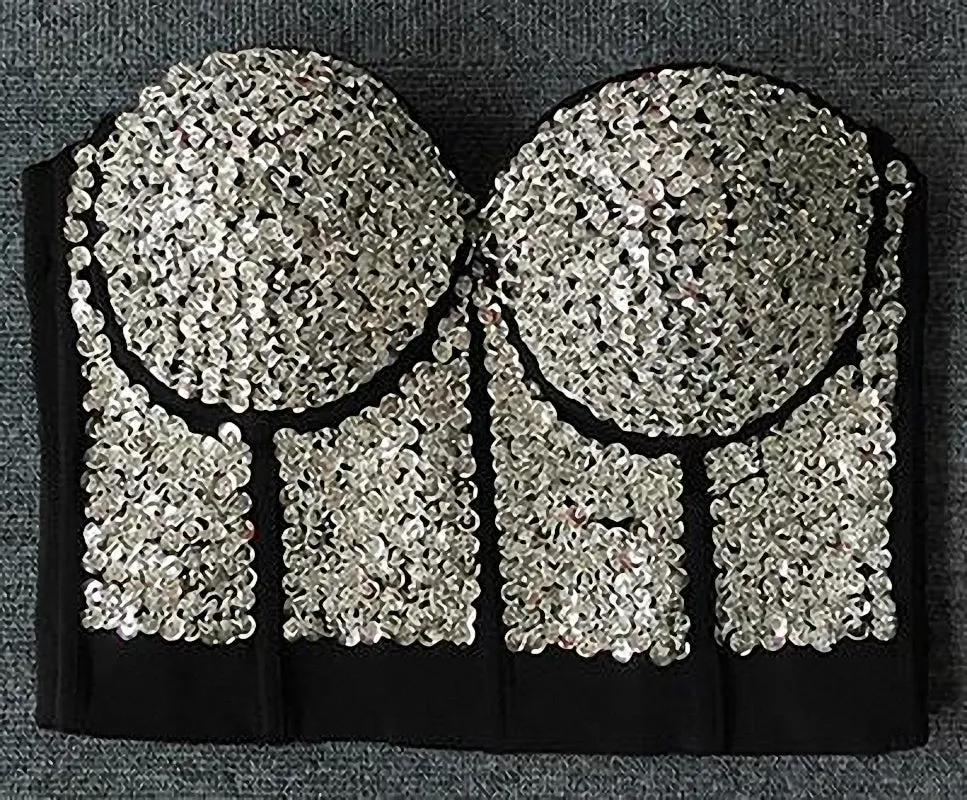 Diamond Pearls Sexy Black Bustier Crop Top