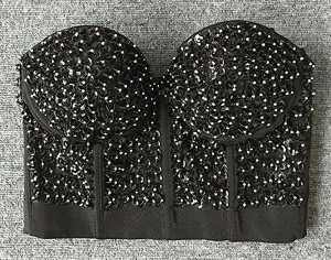 Diamond Pearls Sexy Black Bustier Crop Top
