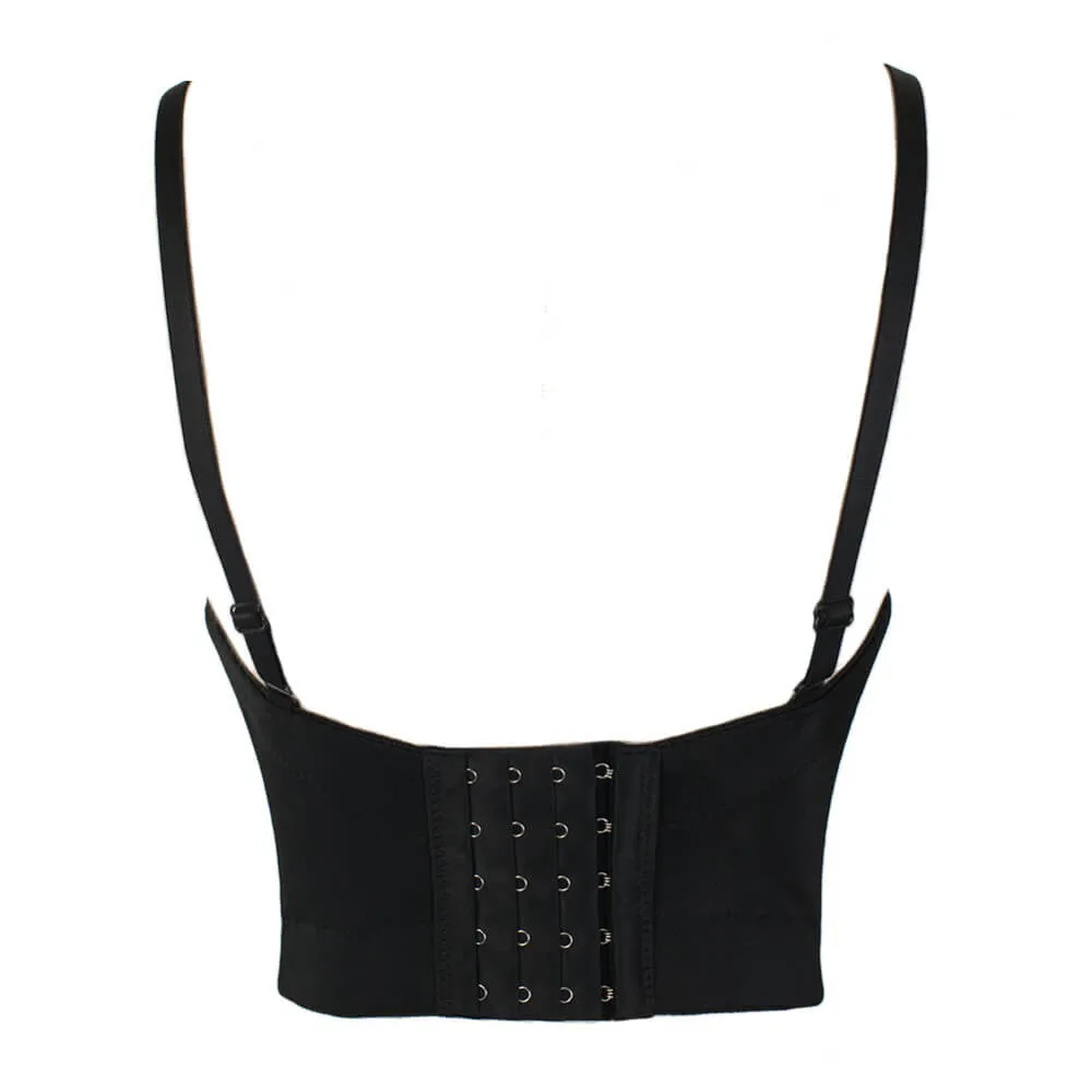 Diamond Pearls Sexy Black Bustier Crop Top